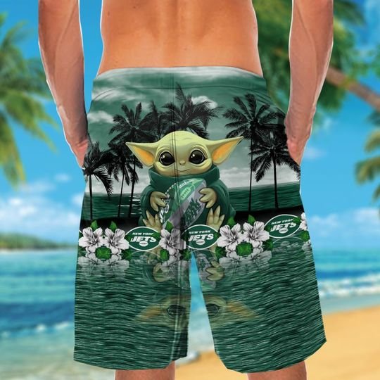 New York Jets And Baby Yoda Hawaiian Shirt Short New York Jets And Baby Yoda Hawaiian Shirt Short