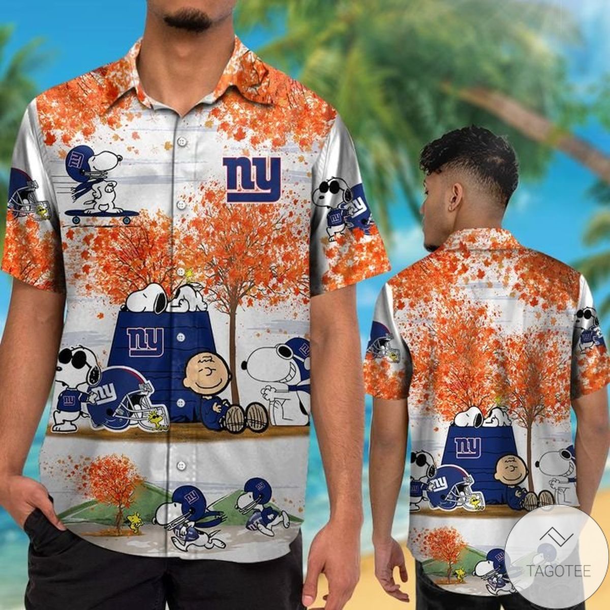 New York Giants Snoopy Autumn Hawaiian Shirt New York Giants Snoopy Autumn Hawaiian Shirt