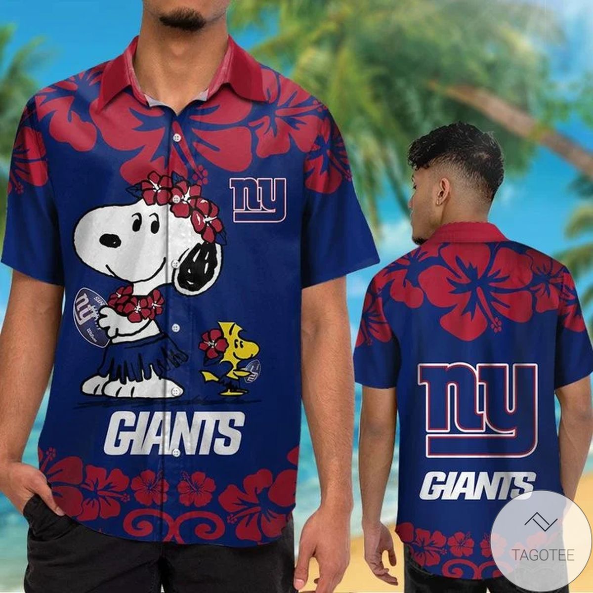 New York Giants & Snoopy Hawaiian Shirt New York Giants & Snoopy Hawaiian Shirt