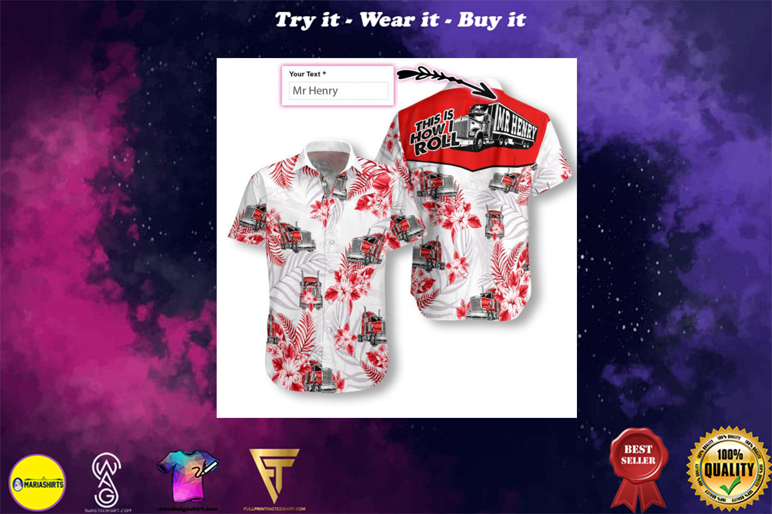 Personalized Name Trucker Truck Driver Full Printing Hawaiian Shirt Personalized Name Trucker Truck Driver Full Printing Hawaiian Shirt