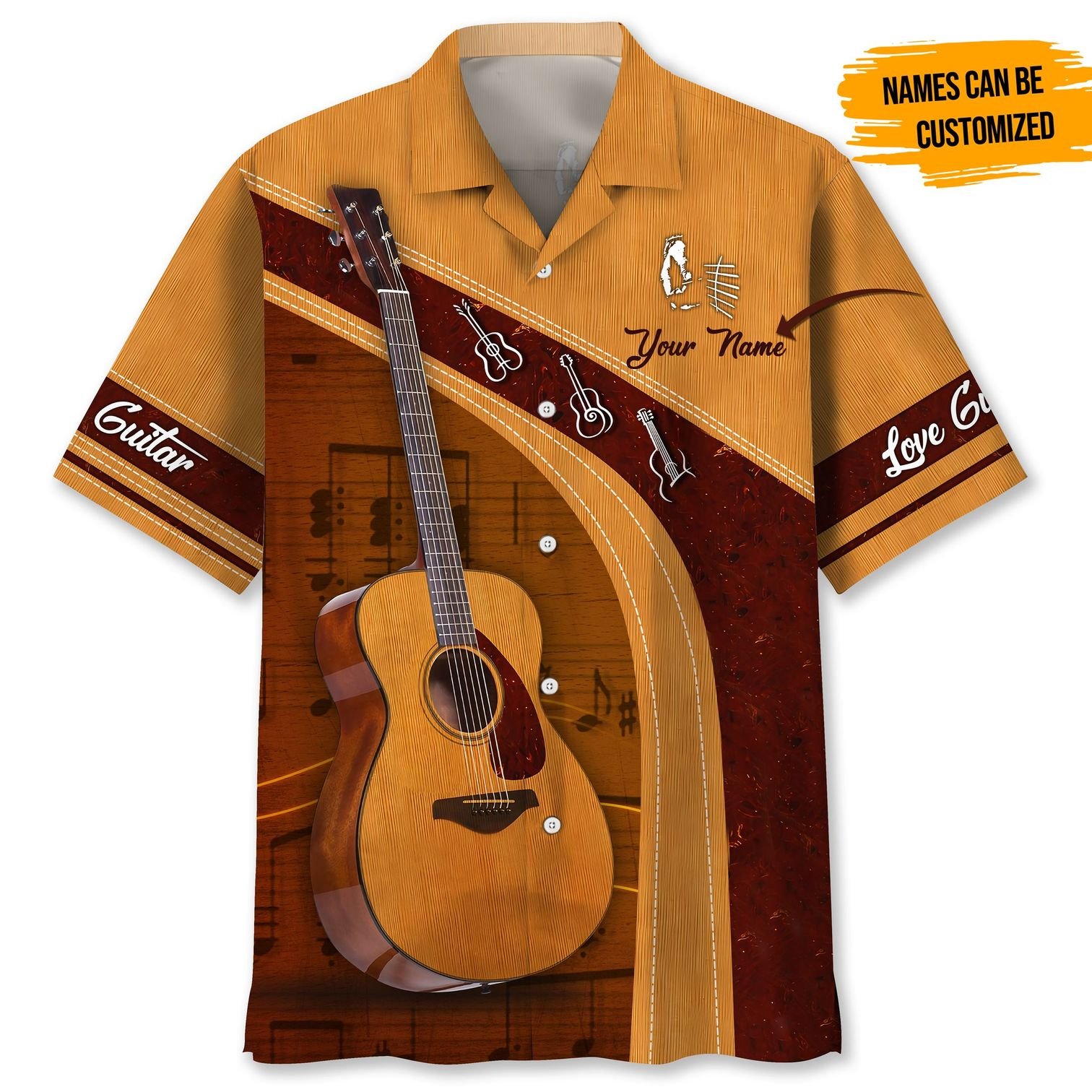 Personalized Love Guitar Custom Hawaiian Shirt Personalized Love Guitar Custom Hawaiian Shirt