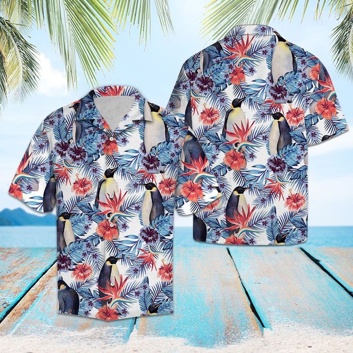 Penguin Hawaiian Shirt Summer Button Up Penguin Hawaiian Shirt Summer Button Up