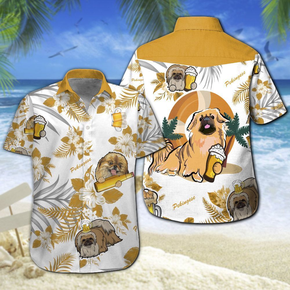 Pekingese Beer Hawaiian Shirt Summer Button Up Pekingese Beer Hawaiian Shirt Summer Button Up