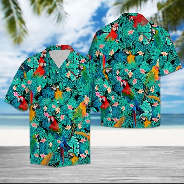Parrot Tropical Hawaiian Shirt Summer Button Up Parrot Tropical Hawaiian Shirt Summer Button Up