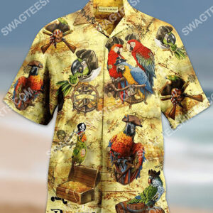 Parrot And Pirate Map All Over Printing Hawaiian Shirt