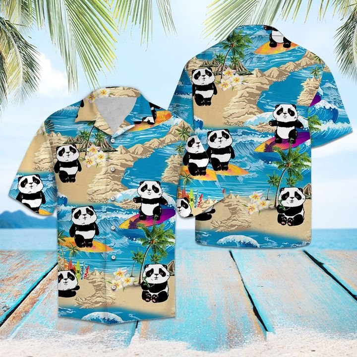 Panda Summer Vacation Hawaiian Shirt Summer Button Up Panda Summer Vacation Hawaiian Shirt Summer Button Up