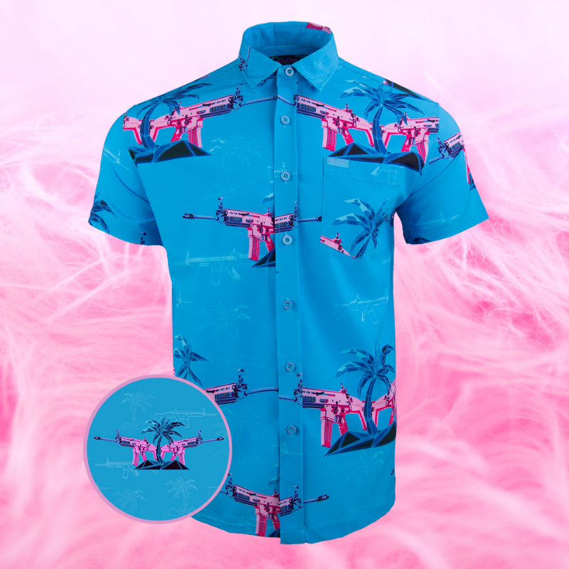 Palm Pink Shotgun Hawaiian Shirt Palm Pink Shotgun Hawaiian Shirt