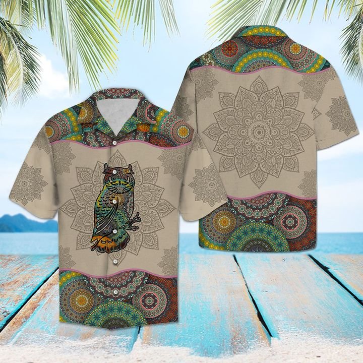 Owl Mandala Hawaiian Shirt Summer Button Up Owl Mandala Hawaiian Shirt Summer Button Up