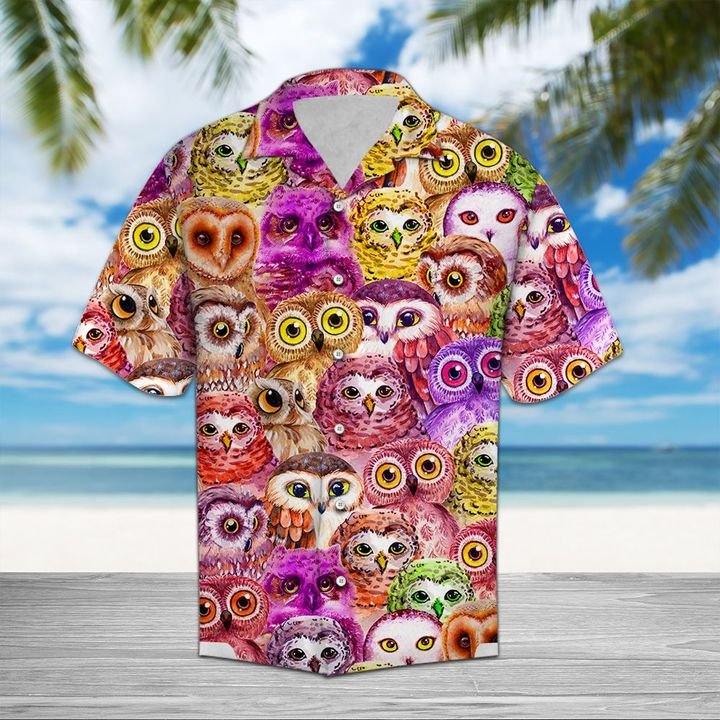 Owl Color Hawaiian Shirt Summer Button Up Owl Color Hawaiian Shirt Summer Button Up