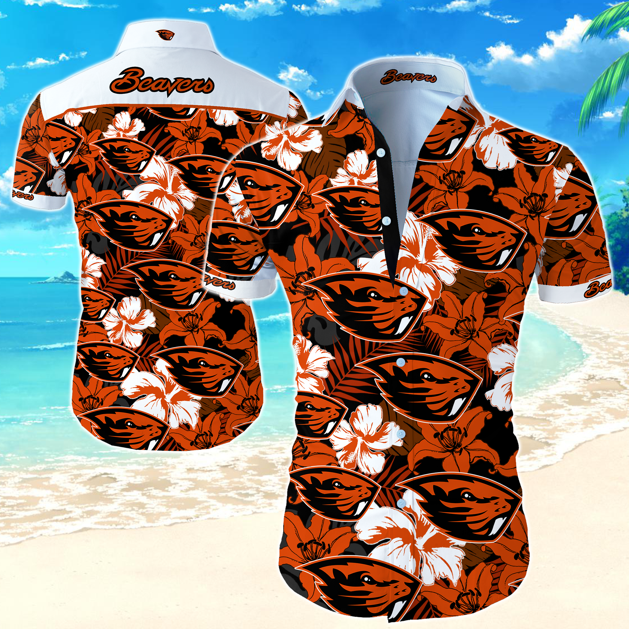 Oregon State Beavers Hawaiian Shirt Summer Button Up Oregon State Beavers Hawaiian Shirt Summer Button Up