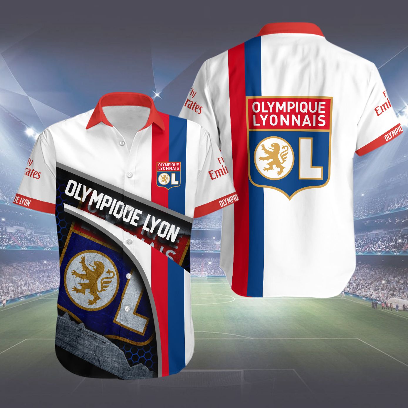 Olympique Lyonnais Hawaiian Shirt Olympique Lyonnais Hawaiian Shirt