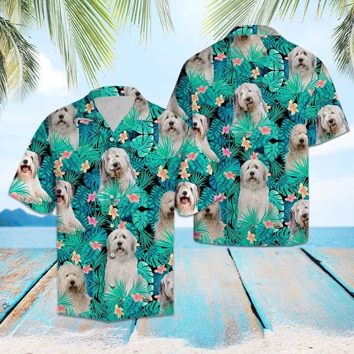 Old English Sheepdog Tropical Hawaiian Shirt Summer Button Up Old English Sheepdog Tropical Hawaiian Shirt Summer Button Up