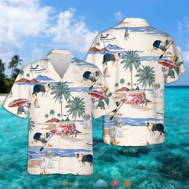 Old English Sheepdog Summer Beach Hawaiian Shirt Old English Sheepdog Summer Beach Hawaiian Shirt