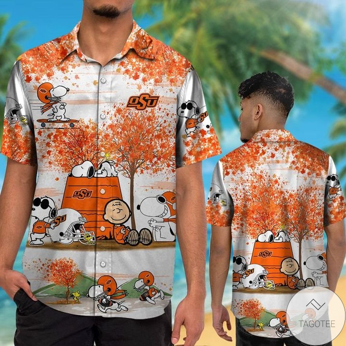 Oklahoma State Cowboys Snoopy Autumn Hawaiian Shirt Oklahoma State Cowboys Snoopy Autumn Hawaiian Shirt