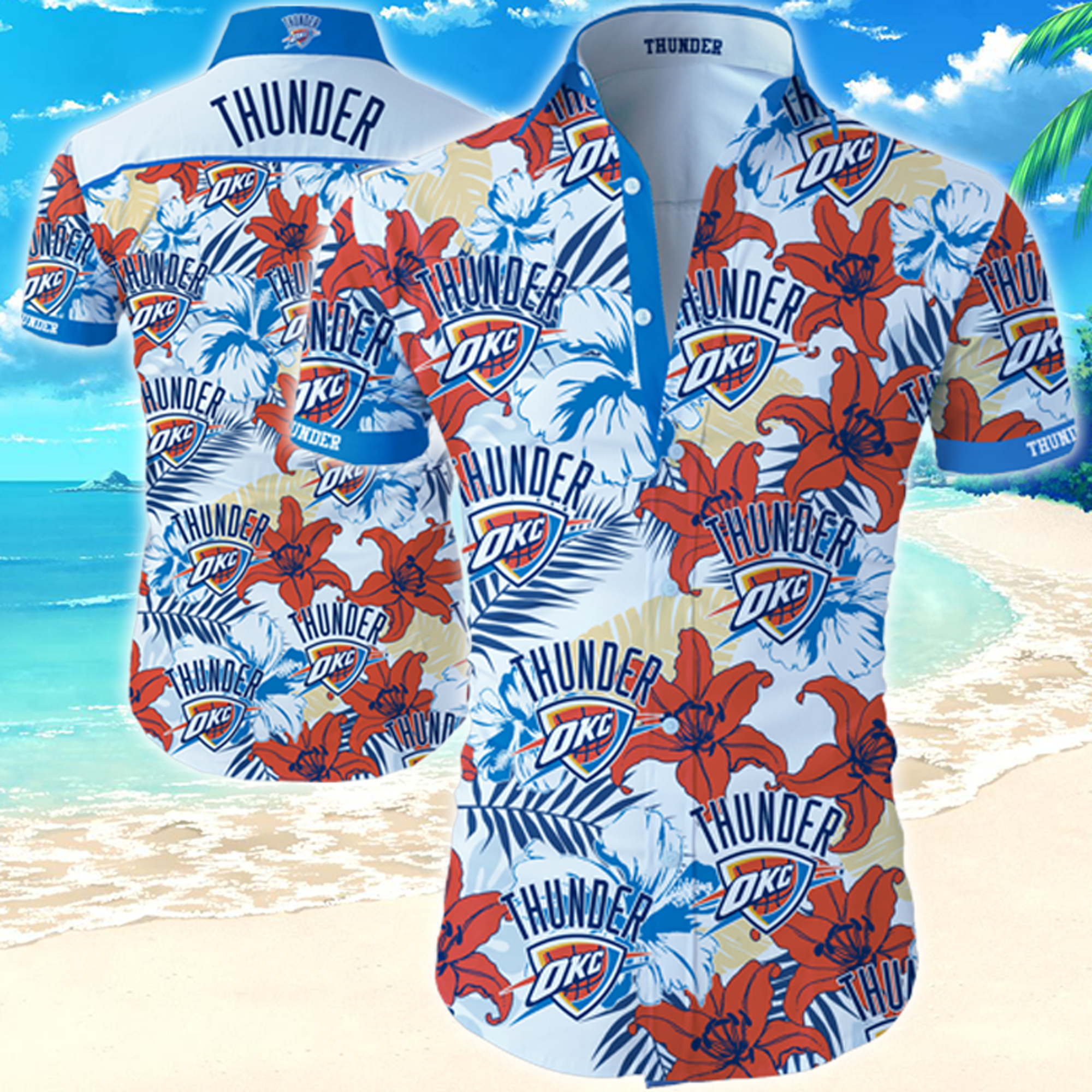 Oklahoma City Thunder Hawaiian Shirt Summer Button Up Oklahoma City Thunder Hawaiian Shirt Summer Button Up
