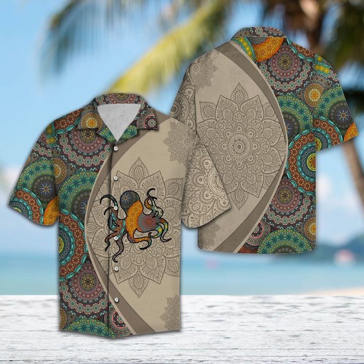 Octopus Mandala Hawaiian Shirt Summer Button Up Octopus Mandala Hawaiian Shirt Summer Button Up
