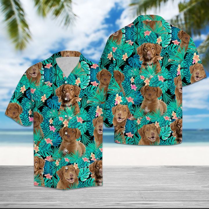 Nova Scotia Duck Tolling Retriever Tropical Hawaiian Shirt Summer Button Up Nova Scotia Duck Tolling Retriever Tropical Hawaiian Shirt Summer Button Up