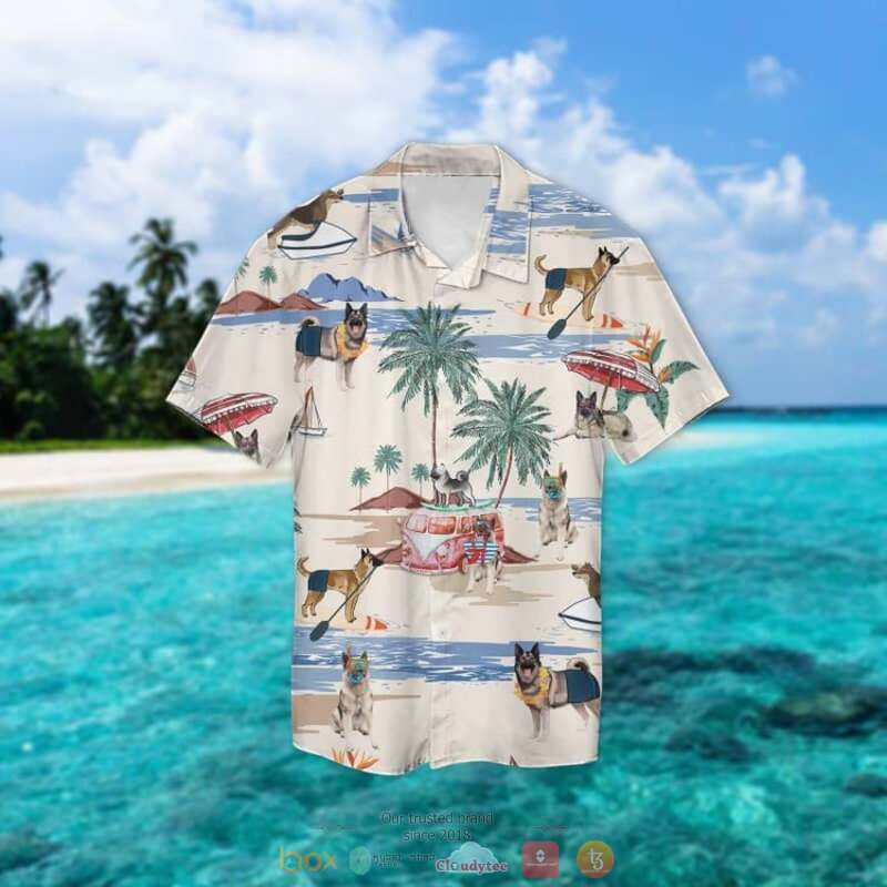 Norwegian Elkhound Summer Beach Hawaiian Shirt Norwegian Elkhound Summer Beach Hawaiian Shirt