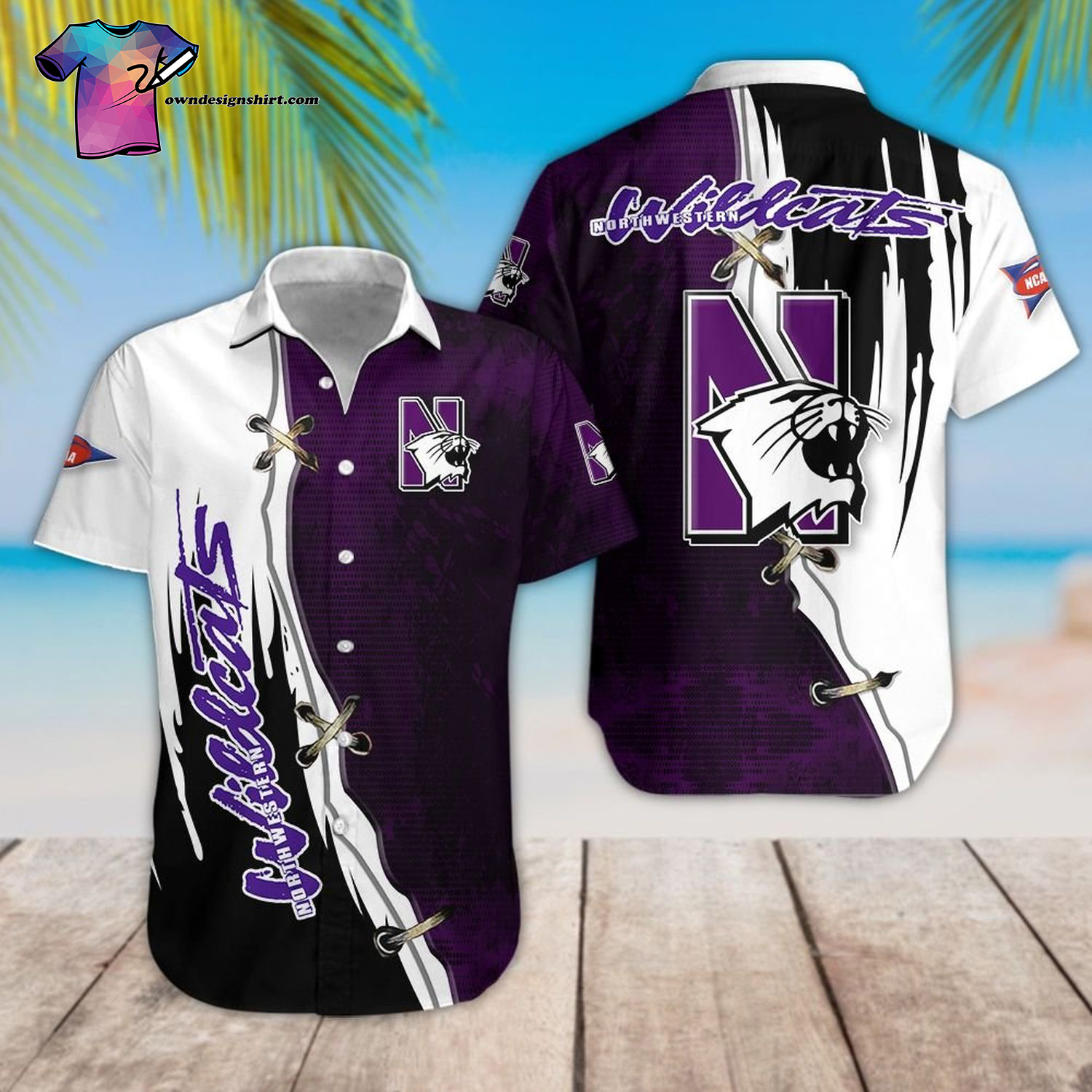 Northwestern Wildcats Football Team Hawaiian Shirt Northwestern Wildcats Football Team Hawaiian Shirt