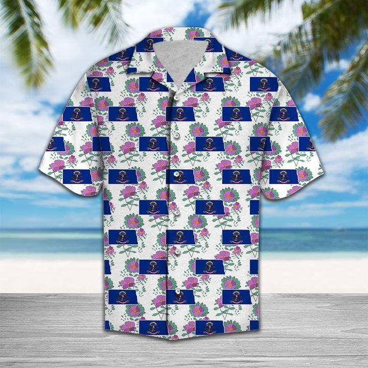North Dakota Wild Prairie Rose Hawaiian Shirt Summer Button Up North Dakota Wild Prairie Rose Hawaiian Shirt Summer Button Up