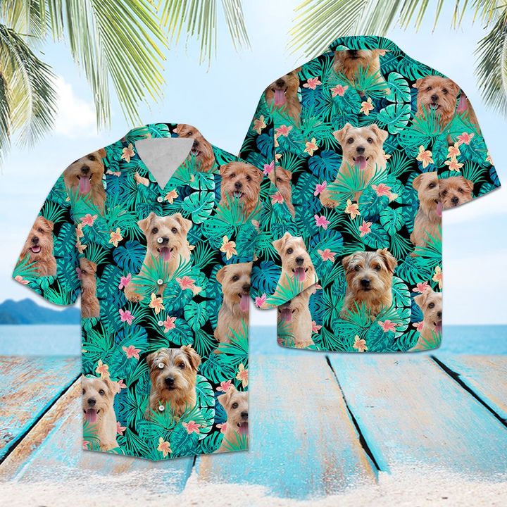 Norfolk Terrier Tropical Hawaiian Shirt Summer Button Up Norfolk Terrier Tropical Hawaiian Shirt Summer Button Up