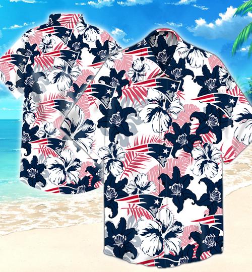 New England Patriots Flower Hawaiian Shirt Summer Button Up New England Patriots Flower Hawaiian Shirt Summer Button Up