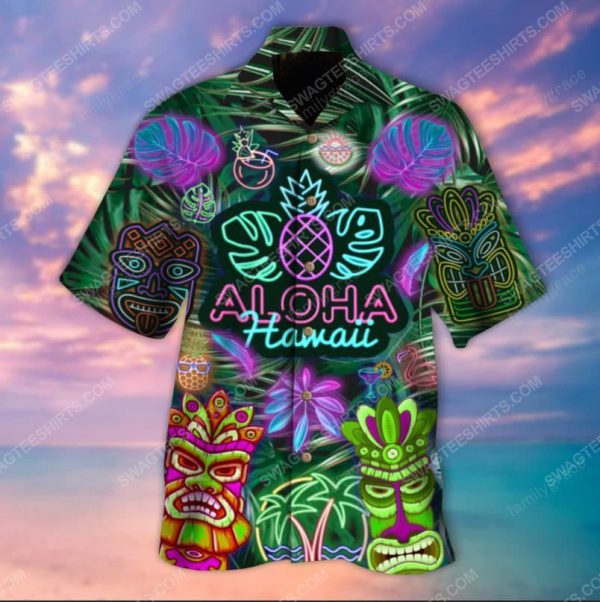 Neon Aloha Hawaii Tiki Summer Vacation Hawaiian Shirt Neon Aloha Hawaii Tiki Summer Vacation Hawaiian Shirt