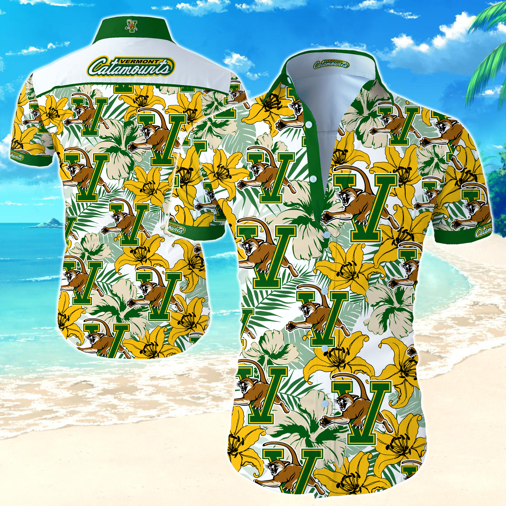 Ncaa Vermont Catamounts Hawaiian Shirt Summer Button Up Ncaa Vermont Catamounts Hawaiian Shirt Summer Button Up