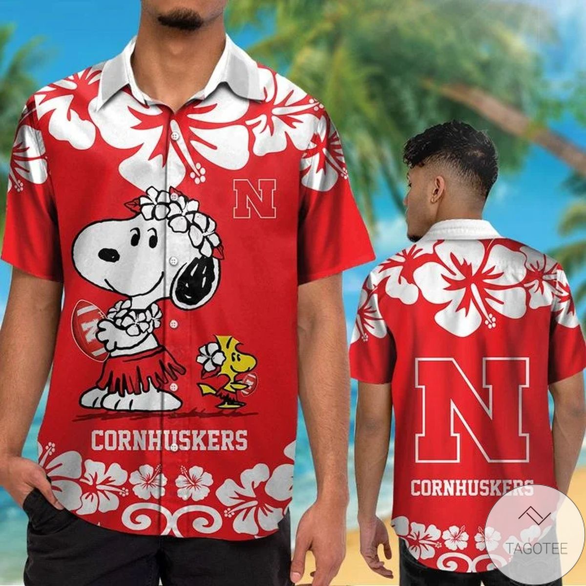 Nebraska Cornhuskers & Snoopy Hawaiian Shirt Nebraska Cornhuskers & Snoopy Hawaiian Shirt