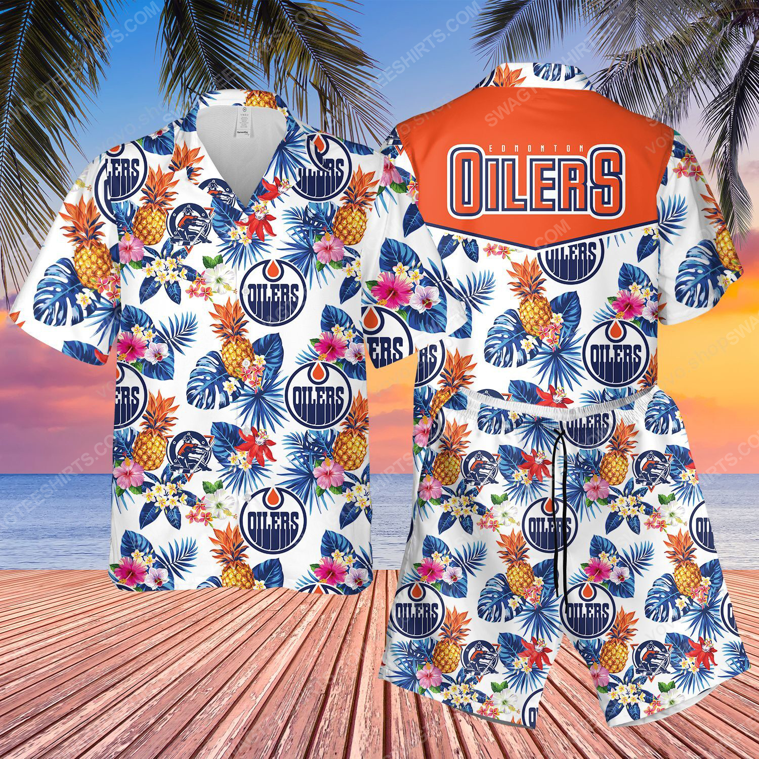National Hockey League Edmonton Oilers Printing Hawaiian Shirt National Hockey League Edmonton Oilers Printing Hawaiian Shirt