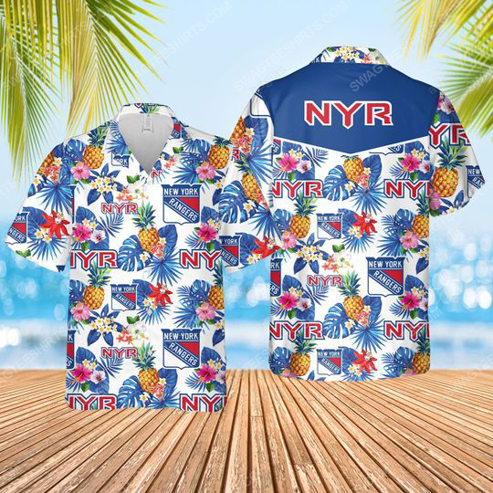 National Hockey League New York Rangers Summer Vacation Hawaiian Shirt National Hockey League New York Rangers Summer Vacation Hawaiian Shirt