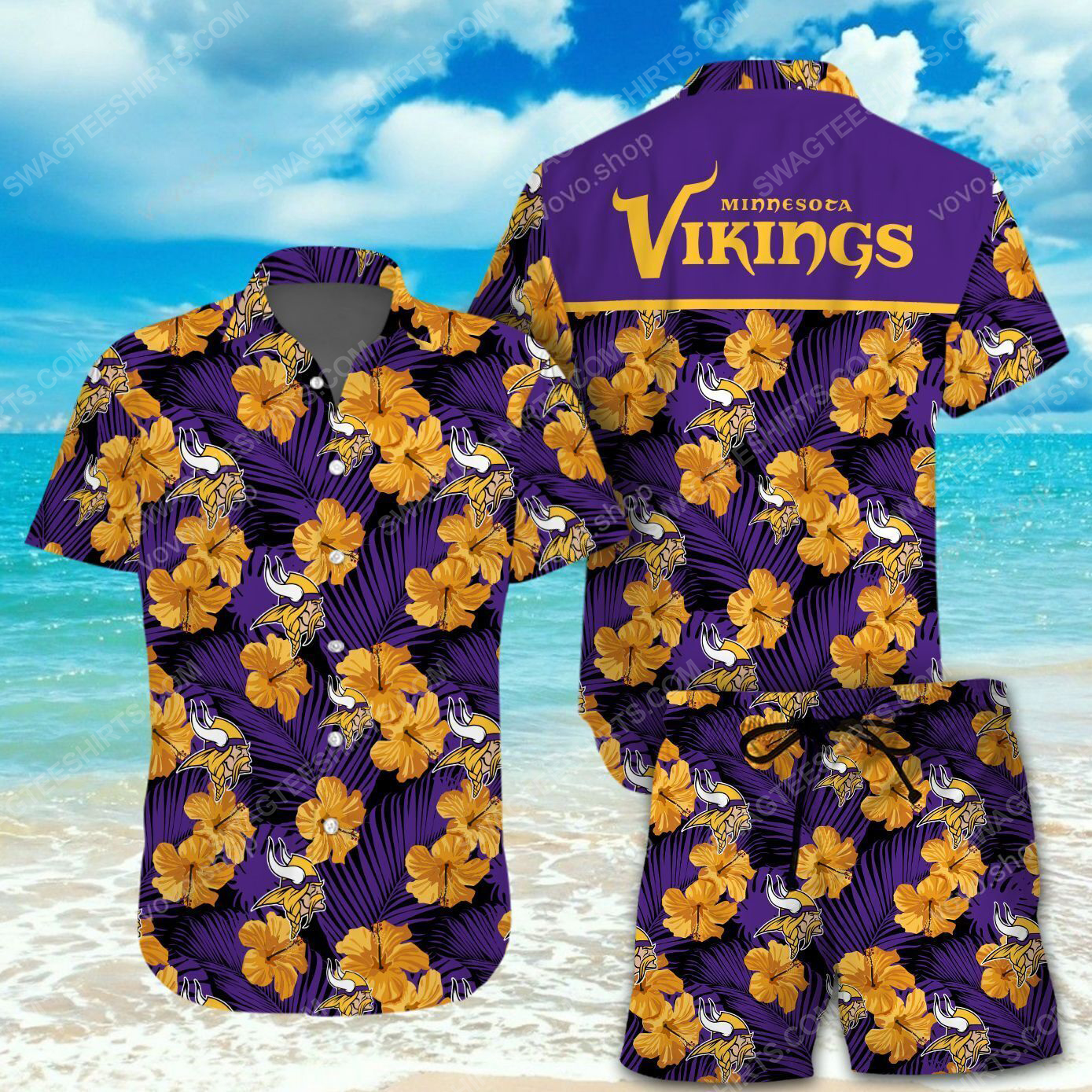 National Football League Minnesota Vikings Printing Hawaiian Shirt National Football League Minnesota Vikings Printing Hawaiian Shirt