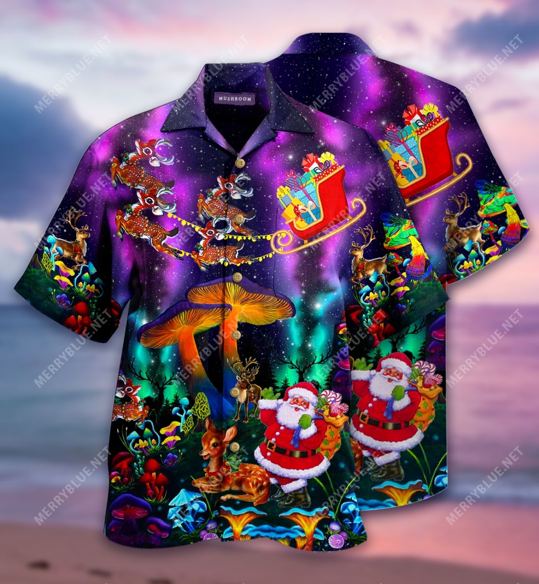 Mushroom Santa All Over Printed Hawaiian Shirt Mushroom Santa All Over Printed Hawaiian Shirt
