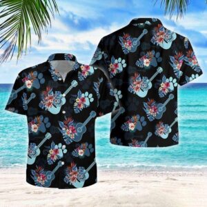 Music Guitar Love Tropical Hawaiian Aloha Shirt