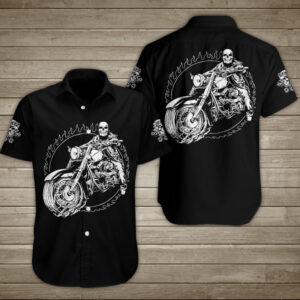 Motorcycle Skull Fir Hawaiian Shirt Summer Button Up