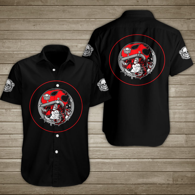 Motorcycle Red Tiger With Red Helmet Hawaiian Shirt Summer Button Up Motorcycle Red Tiger With Red Helmet Hawaiian Shirt Summer Button Up