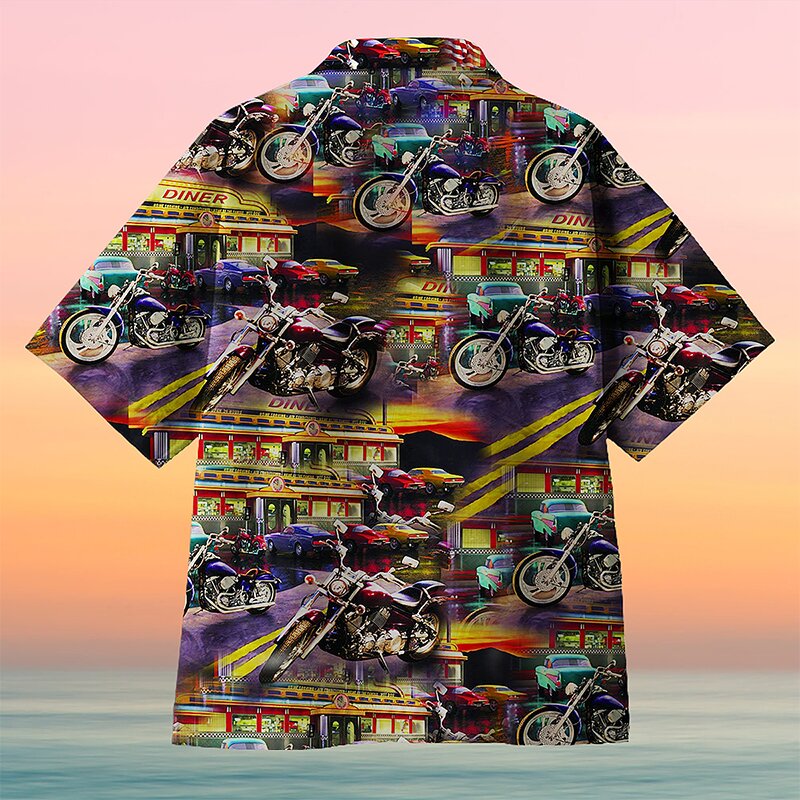 Motorcycle On Route Waiting For Dinner Unisex Hawaiian Shirt Motorcycle On Route Waiting For Dinner Unisex Hawaiian Shirt