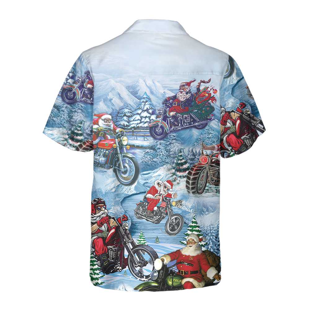 Motorcycle Driving With Santa On Christmas Hawaiian Shirt Motorcycle Driving With Santa On Christmas Hawaiian Shirt