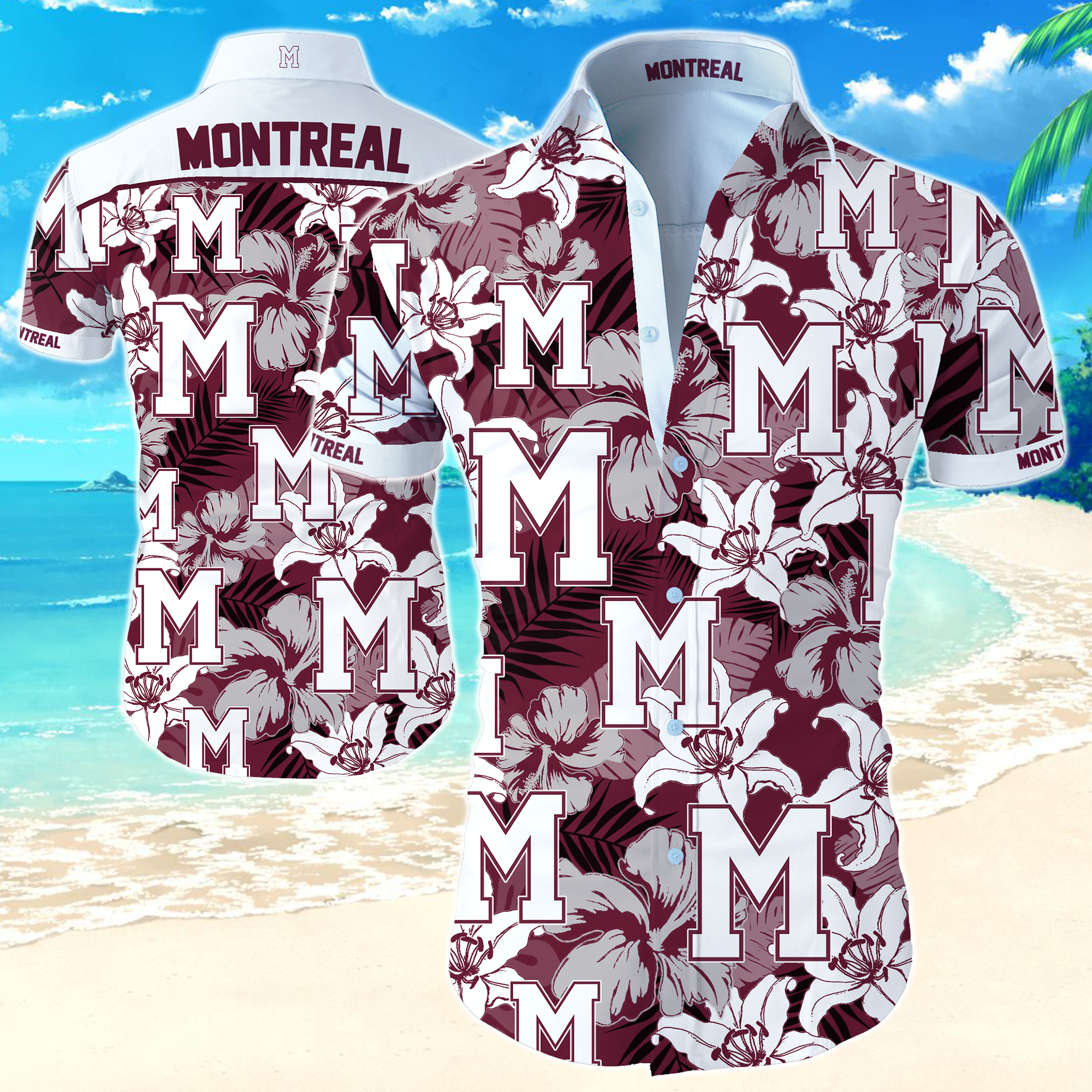 Montreal Maroons Hawaiian Shirt Summer Button Up Montreal Maroons Hawaiian Shirt Summer Button Up