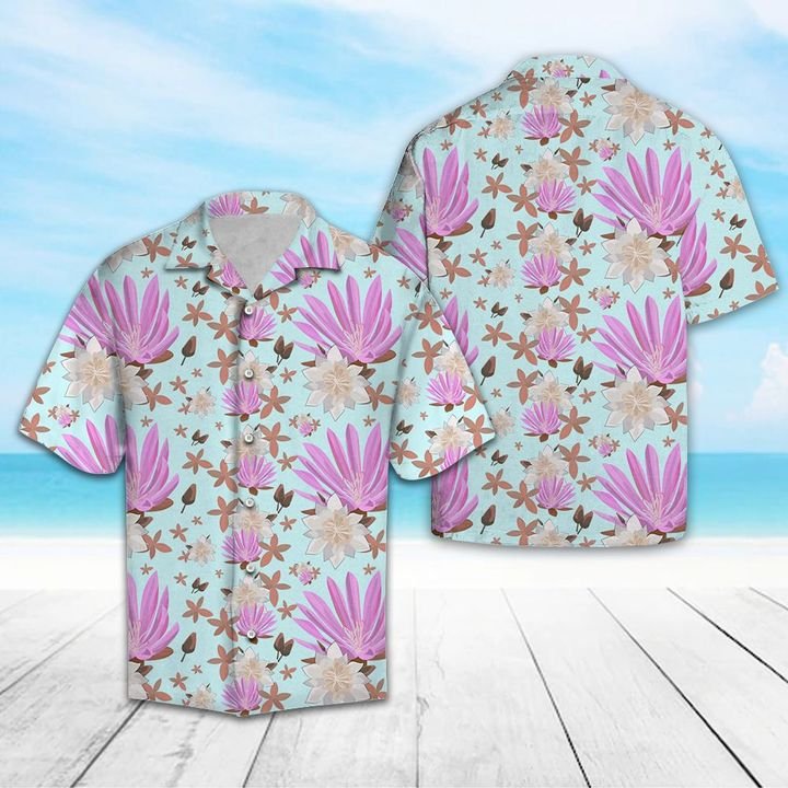 Montana Bitterroot Flower Hawaiian Shirt Summer Button Up Montana Bitterroot Flower Hawaiian Shirt Summer Button Up