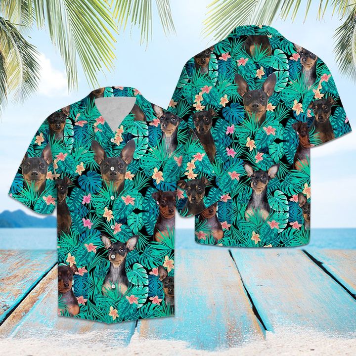 Miniature Pinscher Tropical Hawaiian Shirt Summer Button Up Miniature Pinscher Tropical Hawaiian Shirt Summer Button Up