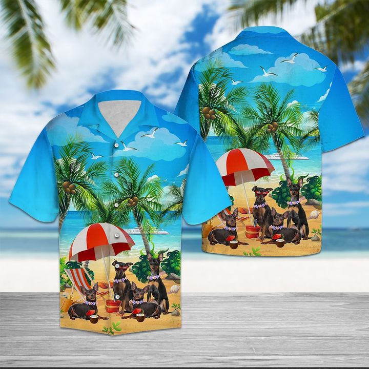 Miniature Pinscher Beach Summer Hawaiian Shirt Summer Button Up Miniature Pinscher Beach Summer Hawaiian Shirt Summer Button Up