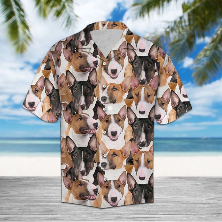 Miniature Bull Terrier Hawaiian Shirt Summer Button Up Miniature Bull Terrier Hawaiian Shirt Summer Button Up