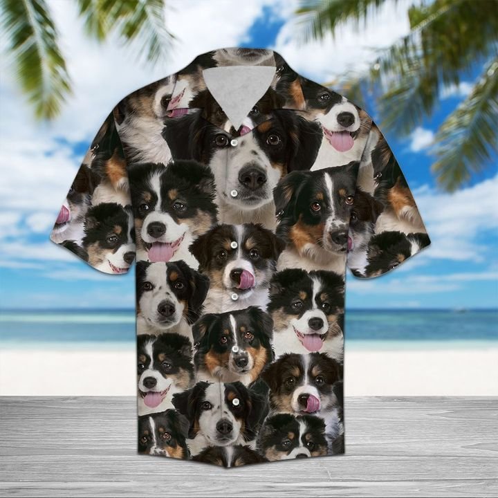 Miniature Australian Shepherd Hawaiian Shirt Summer Button Up Miniature Australian Shepherd Hawaiian Shirt Summer Button Up