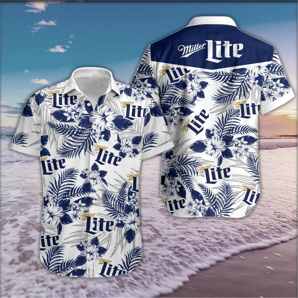 Miller Lite Hawaiian Shirt Summer Button Up Miller Lite Hawaiian Shirt Summer Button Up
