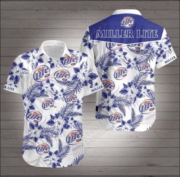 Miller Lite Hawaiian Shirt Summer Button Up Miller Lite Hawaiian Shirt Summer Button Up