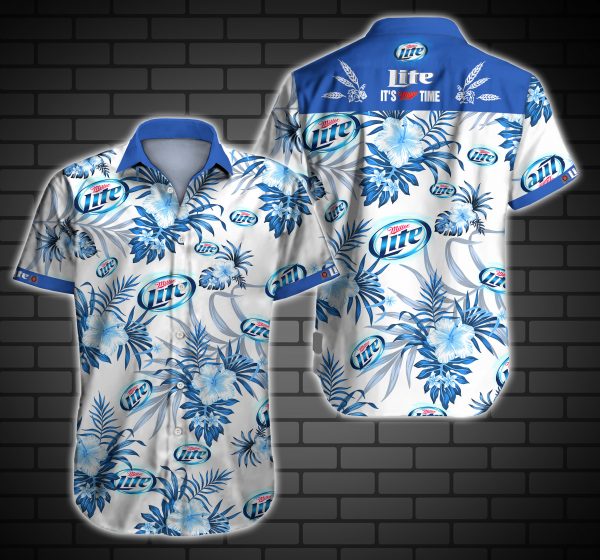 Miller Lite Hawaiian Shirt Summer Button Up Miller Lite Hawaiian Shirt Summer Button Up