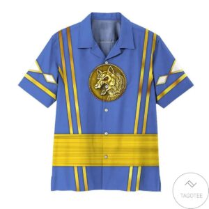Mighty Morphin Power Rangers Ninja Rangers Blue Wolf Hawaiian Shirt