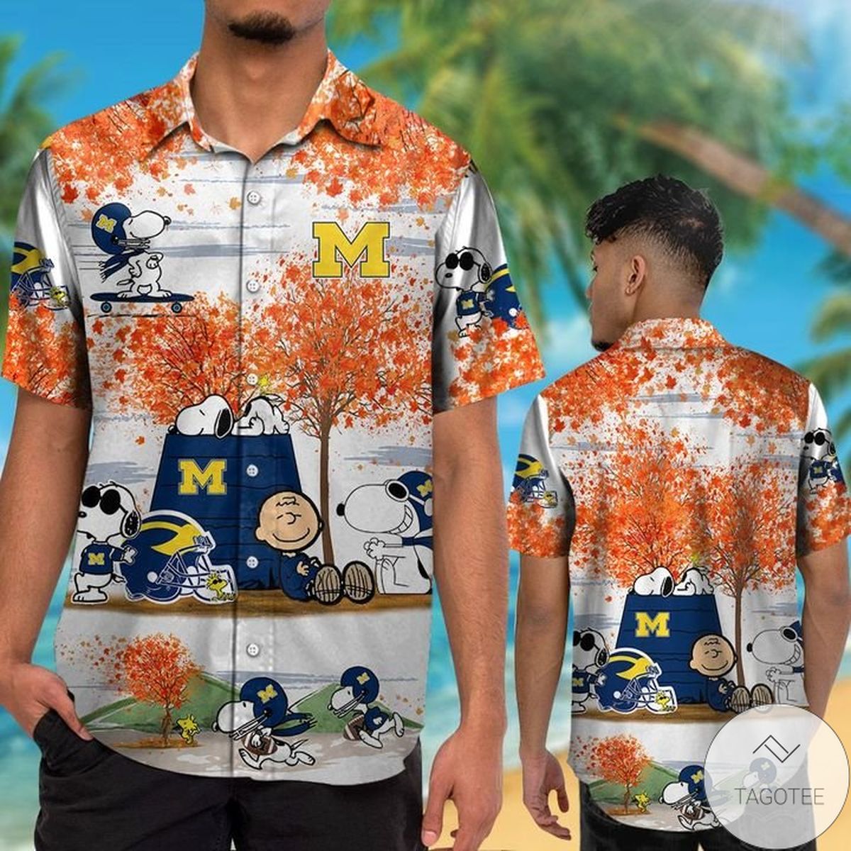Michigan Wolverines Snoopy Autumn Hawaiian Shirt Michigan Wolverines Snoopy Autumn Hawaiian Shirt