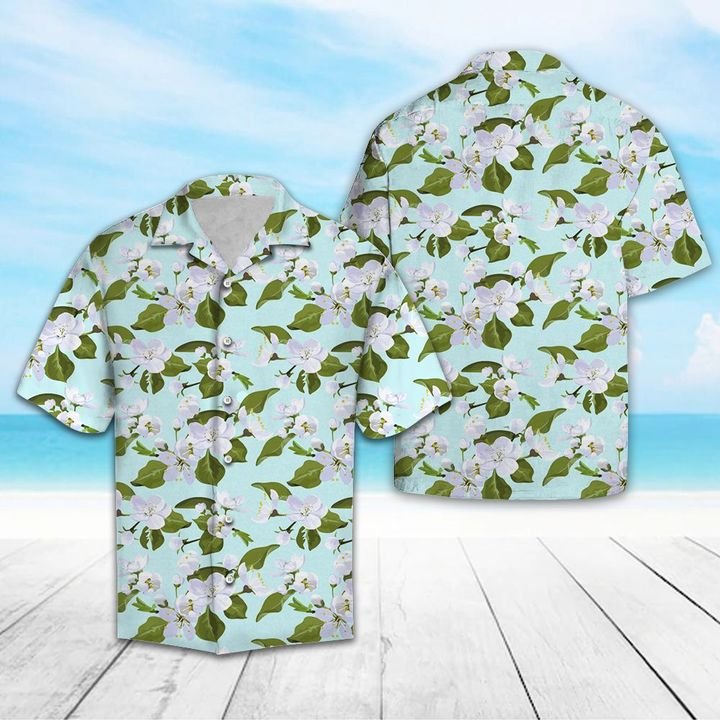 Michigan Apple Blossom Flower Hawaiian Shirt Summer Button Up Michigan Apple Blossom Flower Hawaiian Shirt Summer Button Up